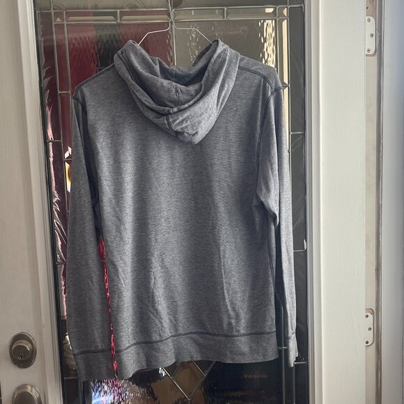 Old Navy Women’s Sz Large Blue White Striped Long Sleeve T Shirt Hoodie Pocket - Picture 2 of 3